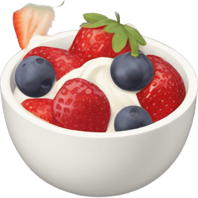 fruit yogurt bowl with strawberries and grapes emoji