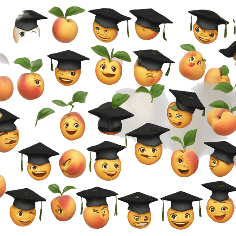 peach with a graduating hat emoji