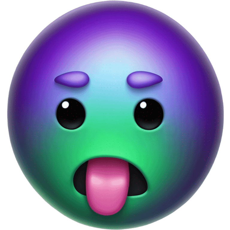 A slime emoji, that is green, purple, and black. The green color brings the slime. And the emojis tongue sticking out and one eye closed simulating a winky face emoji