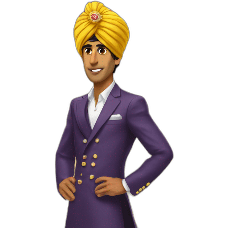 Rishi Sunak wearing a turban standing on pike of gold emoji