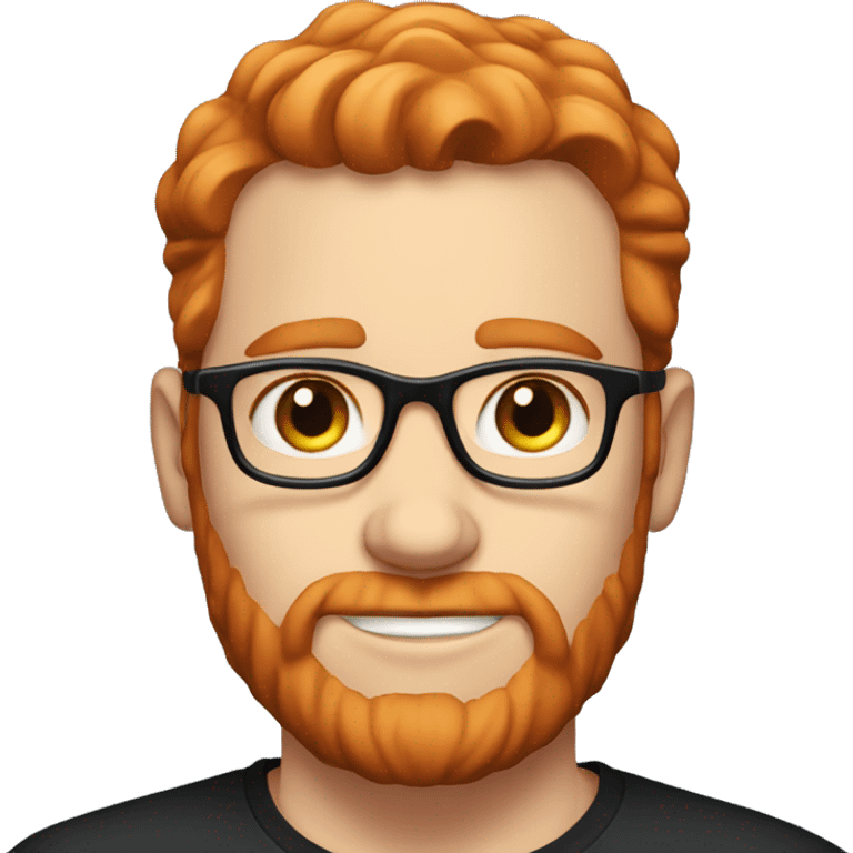 35 year old, male, red hair, pale, no beard, blue eyes, white glasses, black shirt emoji