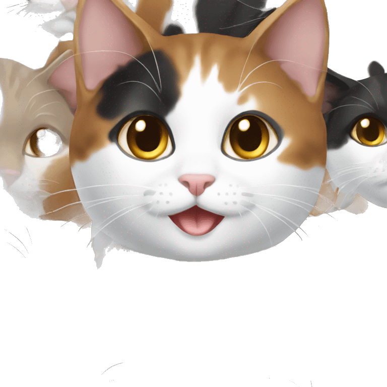 White brown and black female cat emoji