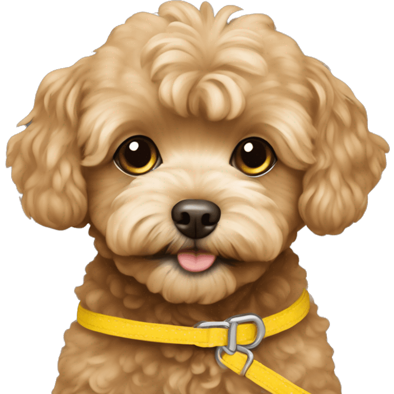 soft brown Maltipoo with yellow leash emoji