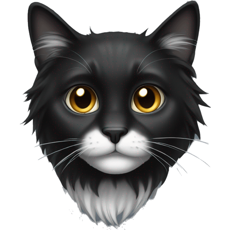 black long hair cat with black and white muzzle emoji