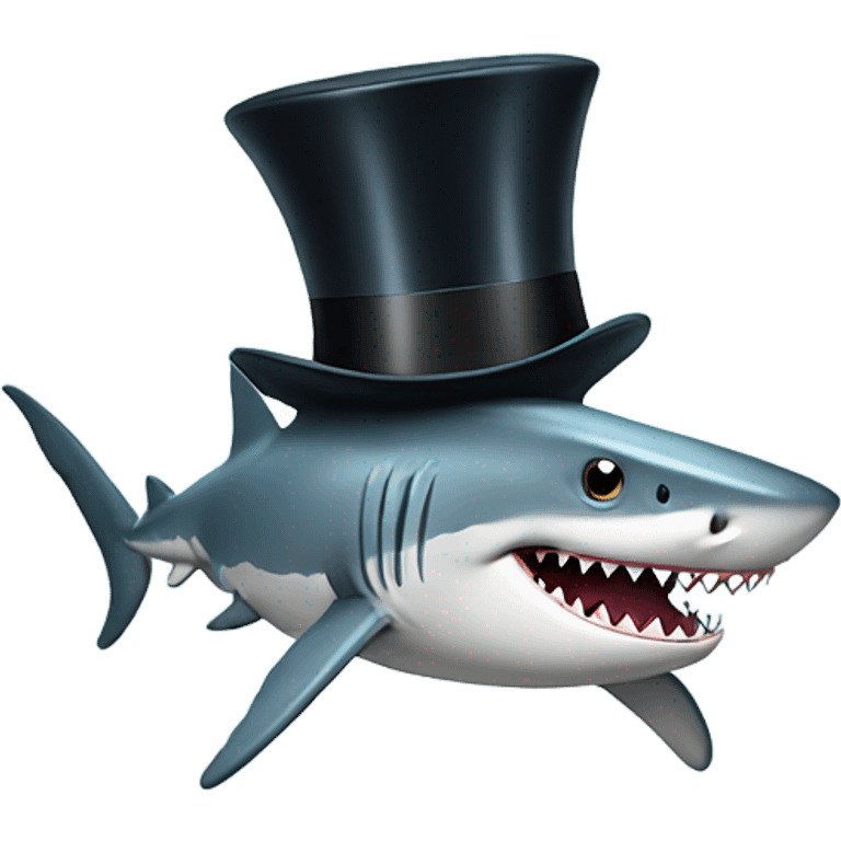 Shark with a top hat emoji