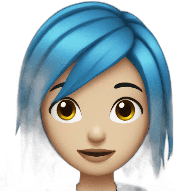 emo blue hair girl emoji