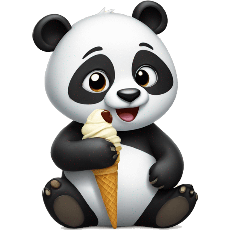 Panda eating ice cream emoji