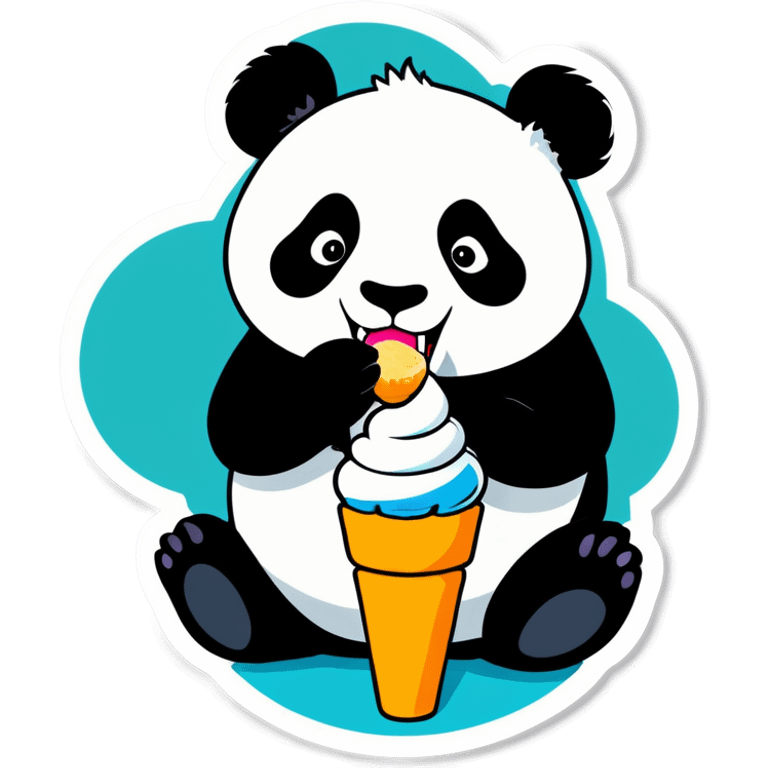 Panda eating ice cream emoji