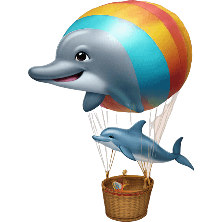 Dolphin in a hot air balloon  emoji