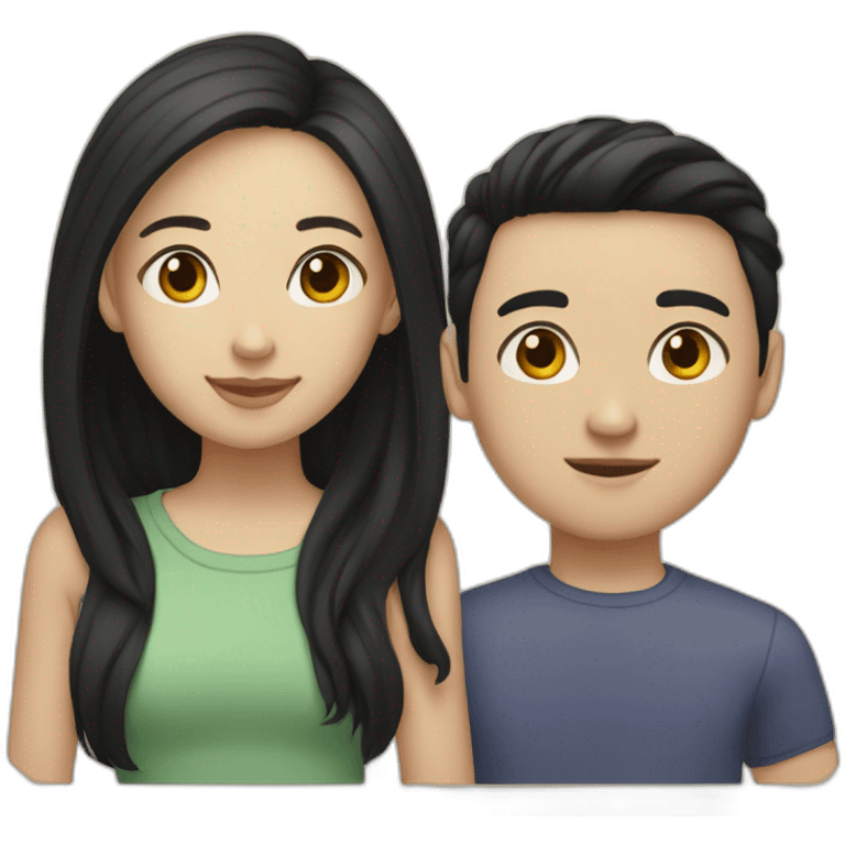 a picture of me and my girlfriend (we are both light skinned chinese, black hair) emoji