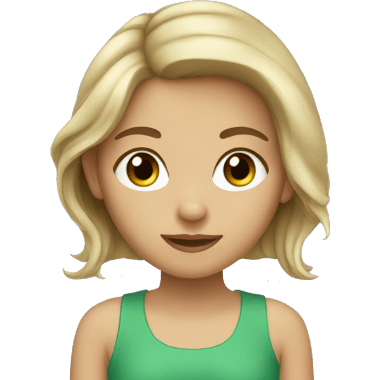 Girl green eyes, brown and blond hair emoji