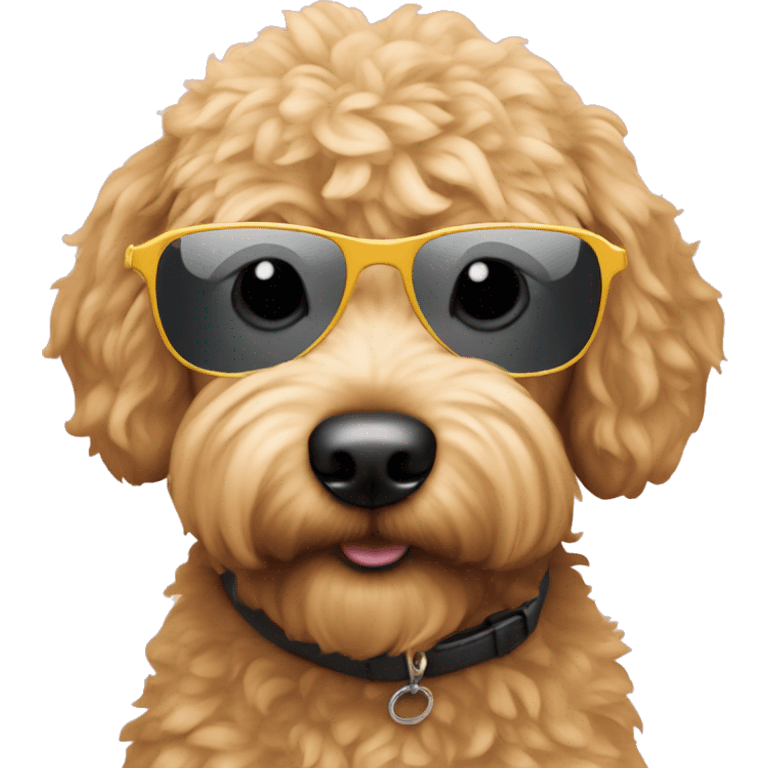 a mini golden doodle with sunglasses on emoji