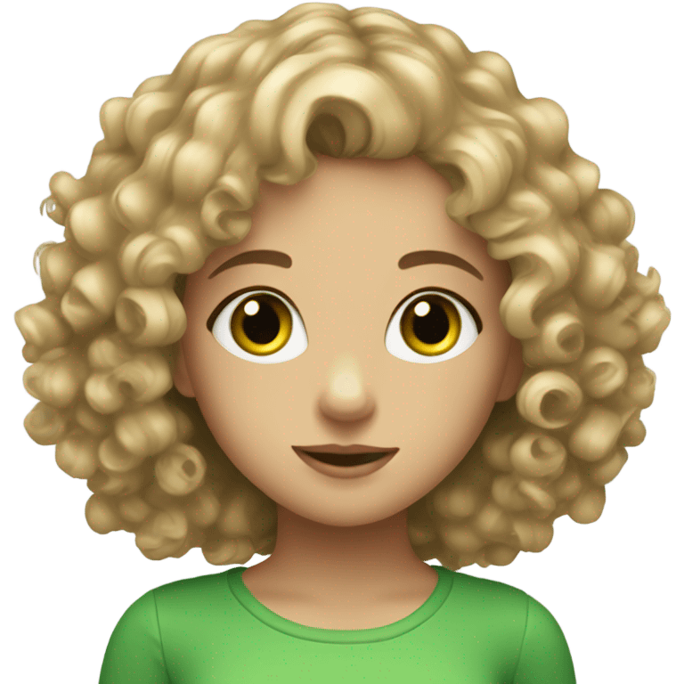 Cute girl with dirty blonde curly hair and green eyes emoji