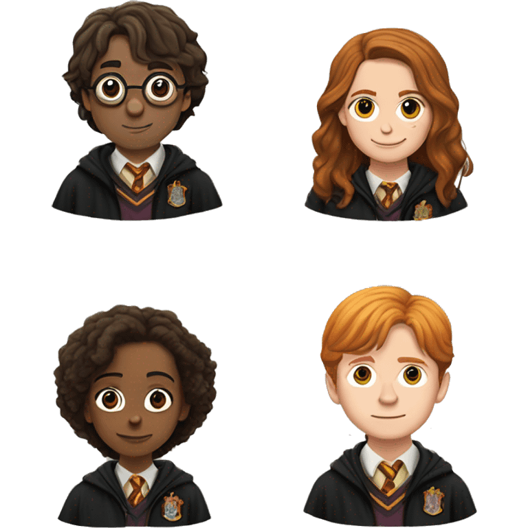 harry potter, hermione granger, ron weasley as group emoji