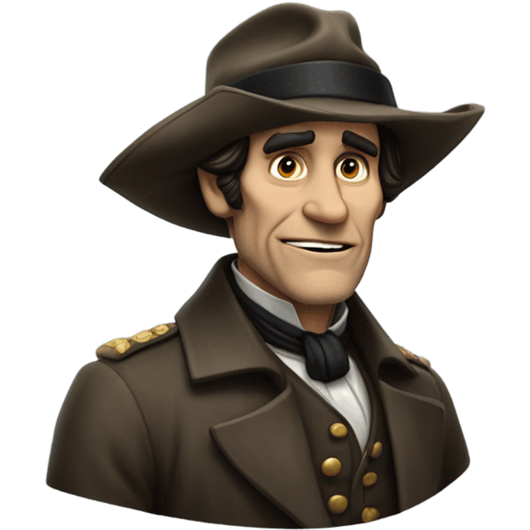 a detective from the colonial times during the american revolution that looks like jim carrey emoji