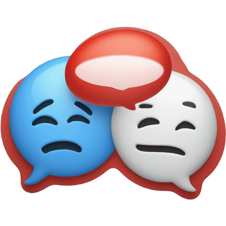 red and blue message bubble emoji