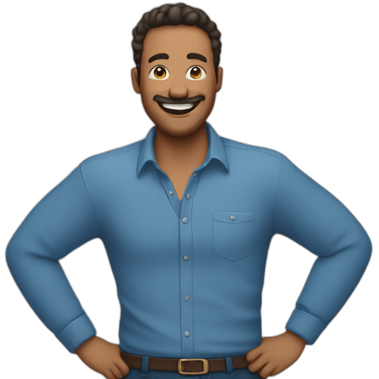 emoji of a man holding his stomach while laughing wearing full sleeve blue shirt emoji