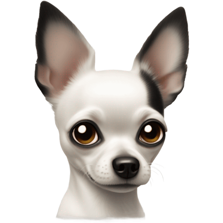 white chihuahua with black right eye emoji