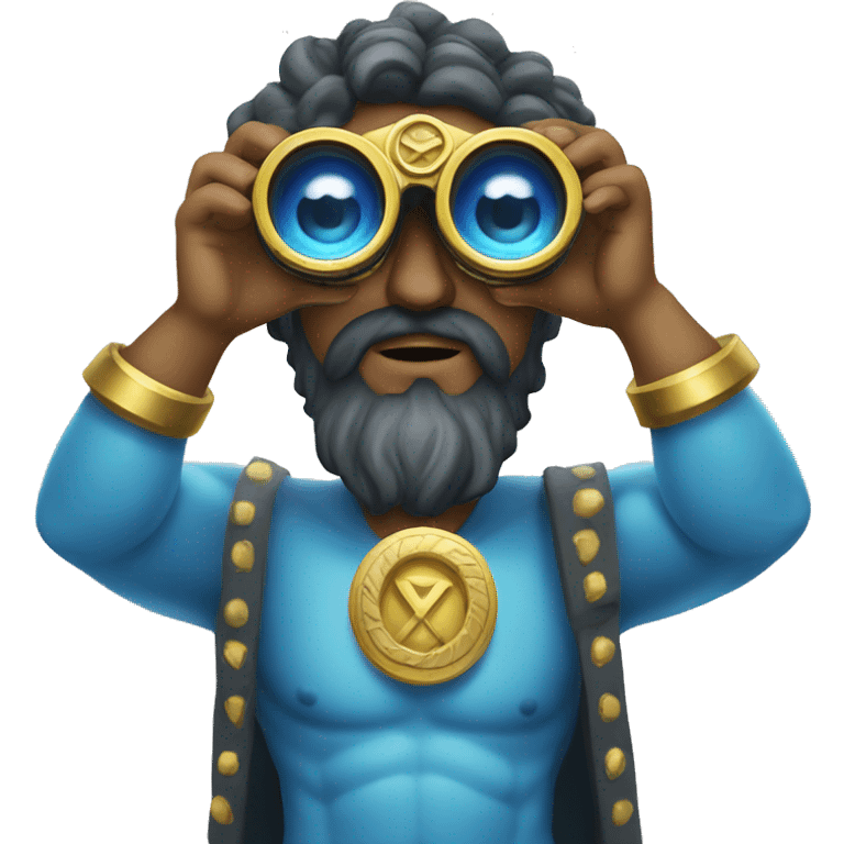 blue god zeus with binoculars emoji