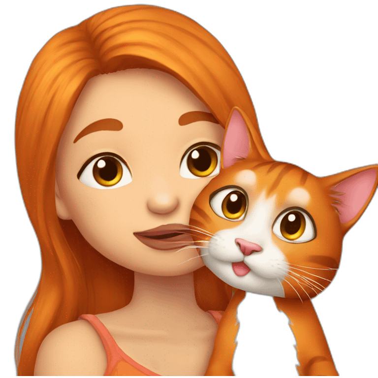 orang cat kisses a girl emoji