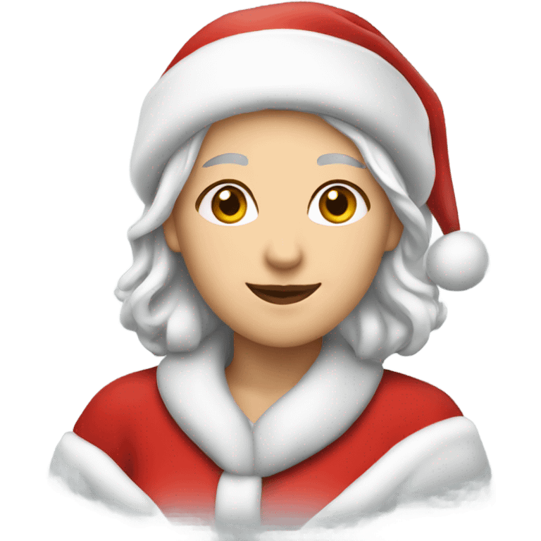 silver haired caucasian woman wearing a Santa cap emoji