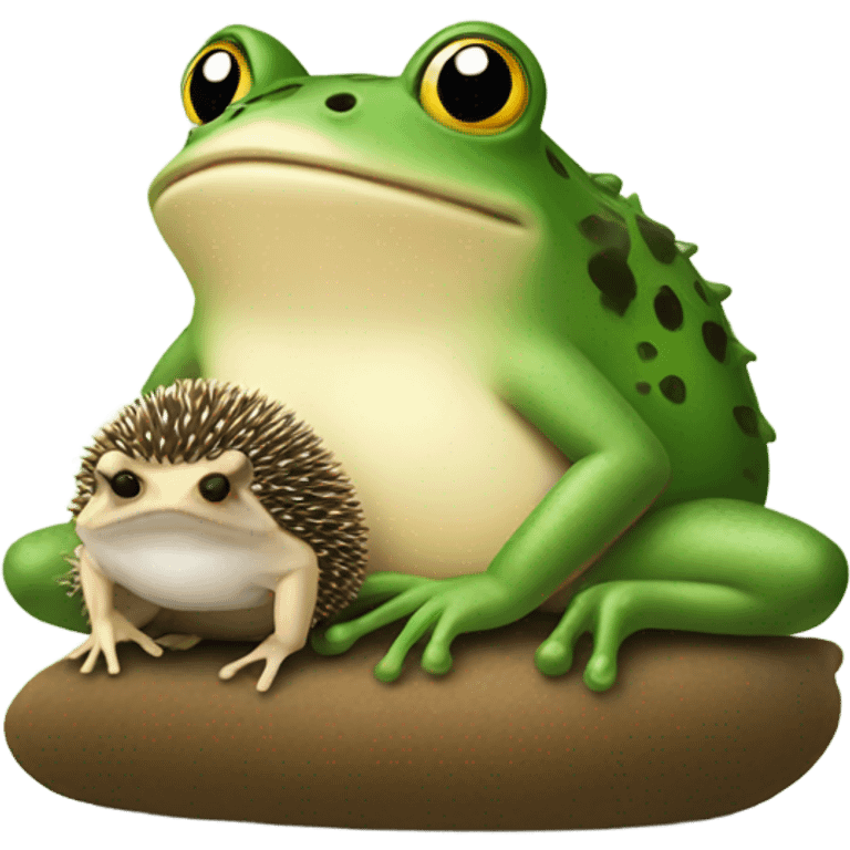 Frog beside a hedgehog  emoji