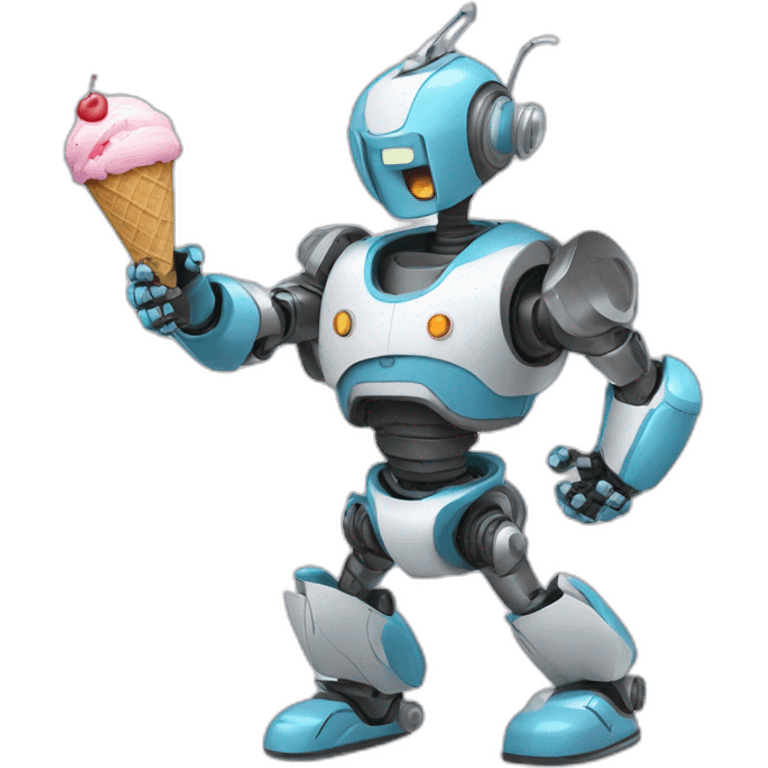 Robot Fighting with Ice Cream emoji