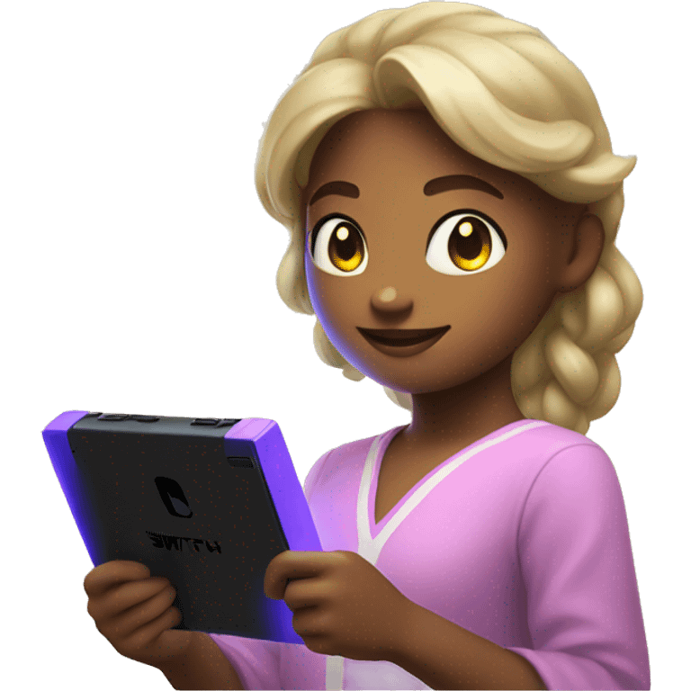 Glowing girl playing nintendo switch emoji