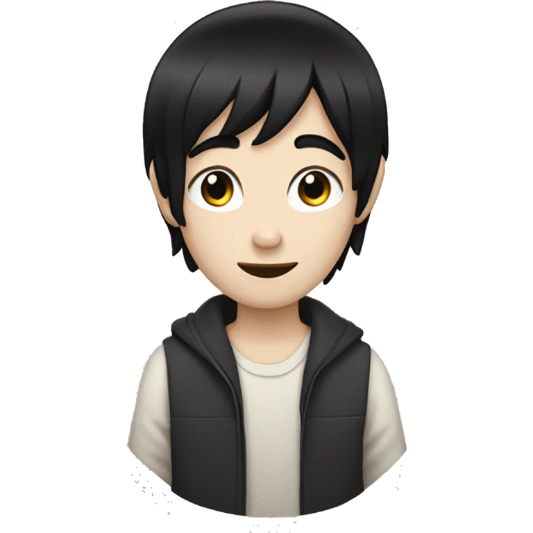 an emoji of a pale skinned boy with straight black hair and open ears, with black eyes emoji