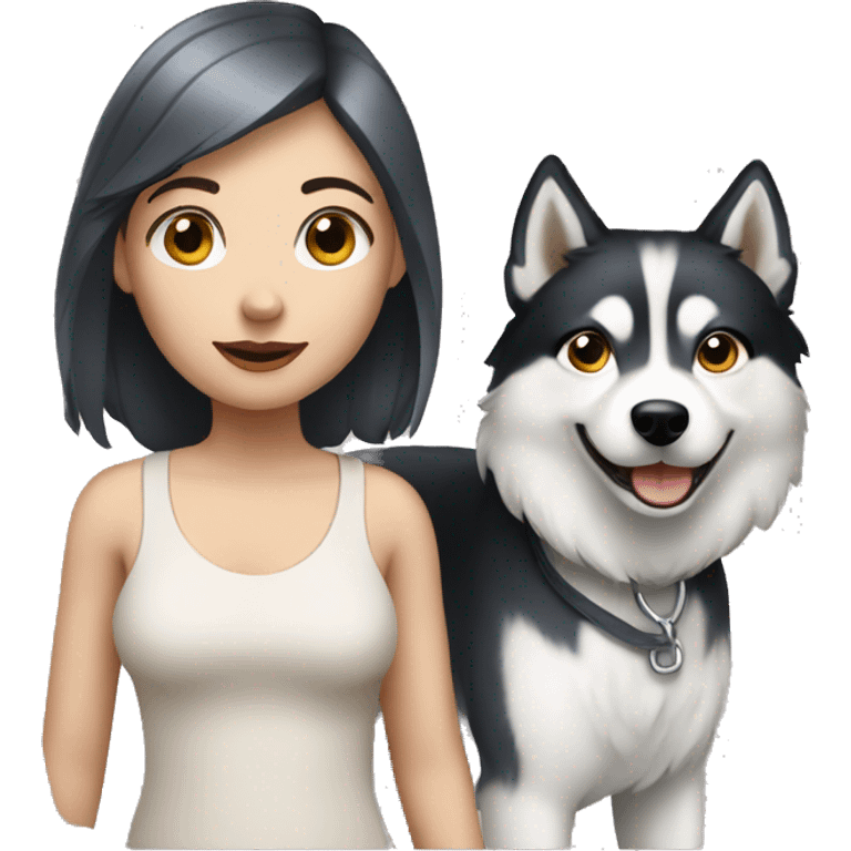 Pale girl walking husky emoji