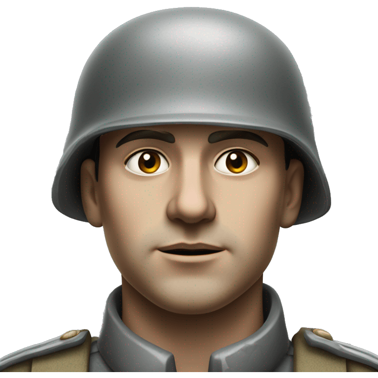 photorealistic 30 years old german soldier the middle of the XX century gray uniform detailed face with wrinkles, closed mouth, small eyes  emoji