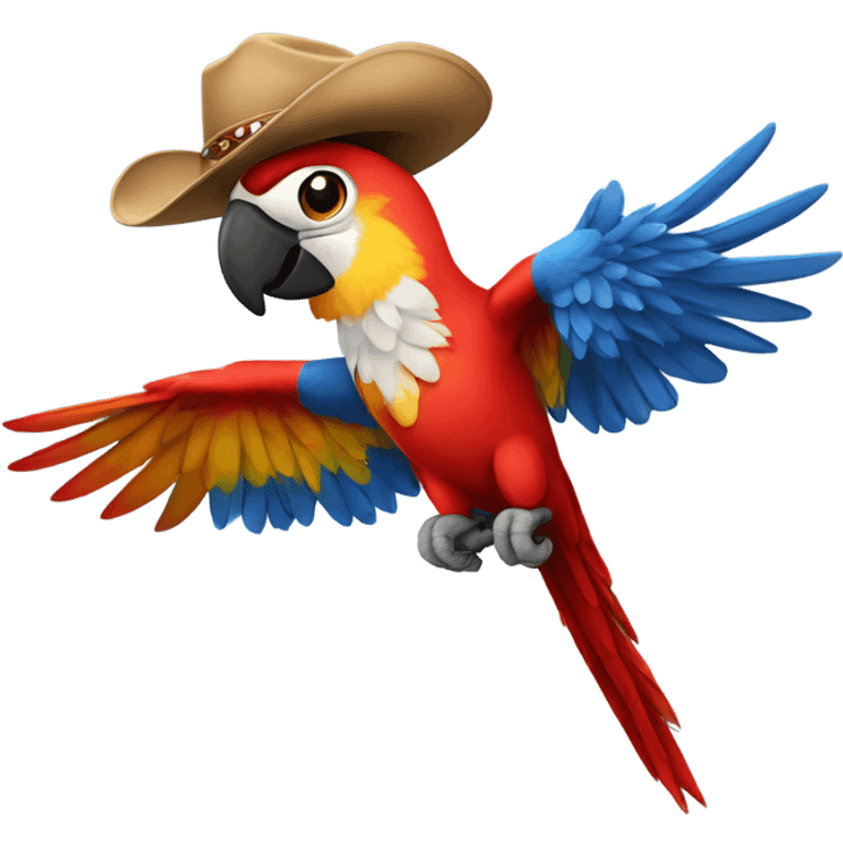 Scarlet Macaw wearing a cowboy hat Flying emoji