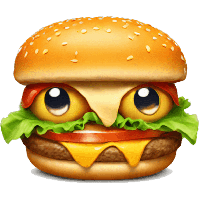 the angry burger showing big eyes emoji