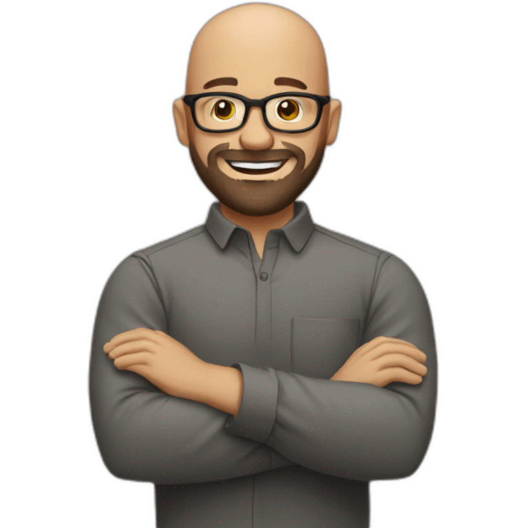 bald man with glasses and beard, rubbing hands and smiling emoji