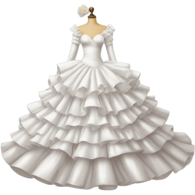 eighties ruffled ballgown wedding dress with big sleeves emoji