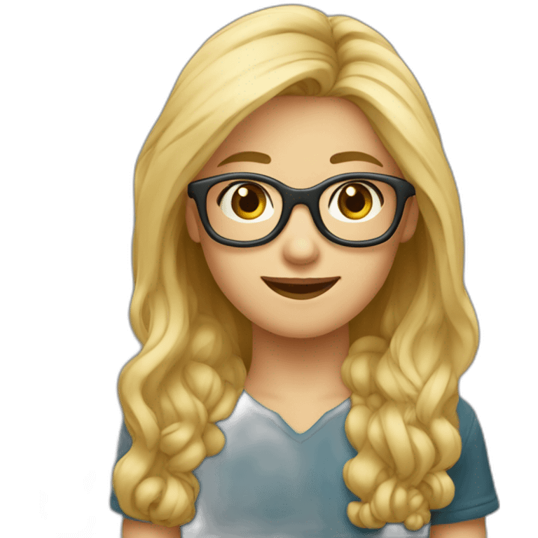 Fille blonde faisant câlin garçon brun lunettes emoji