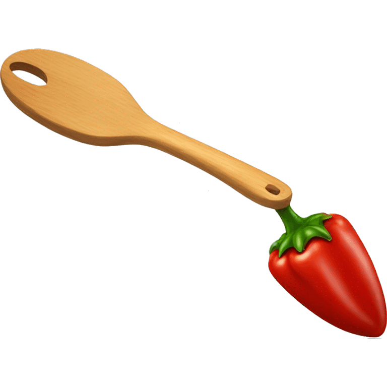 A red chilli pepper holding a spatula  emoji