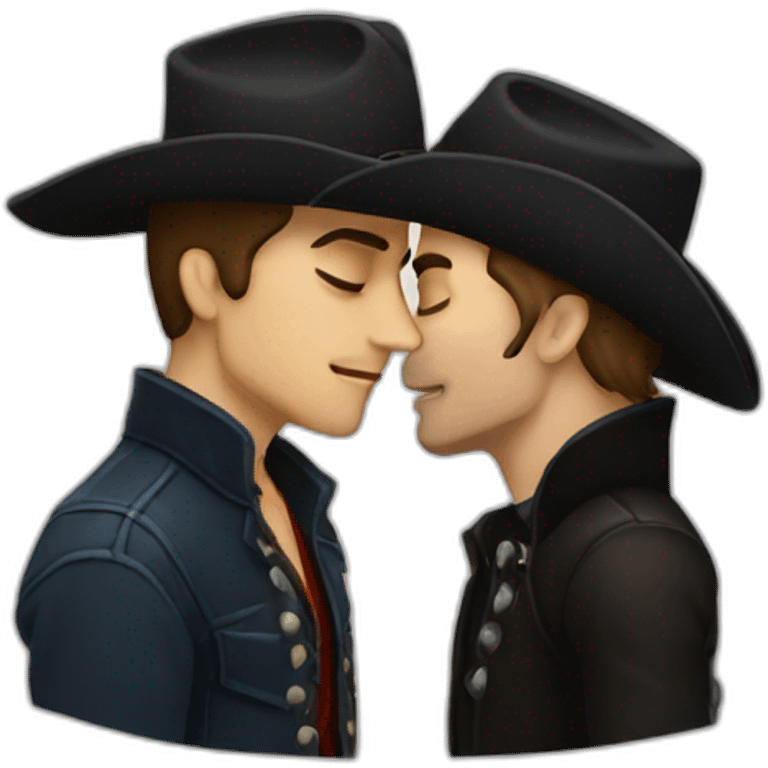 Cowboy kissing male vampire emoji