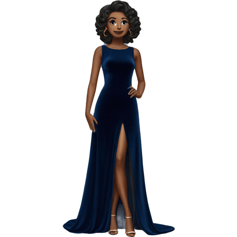 navy blue velvet thigh slit dress emoji