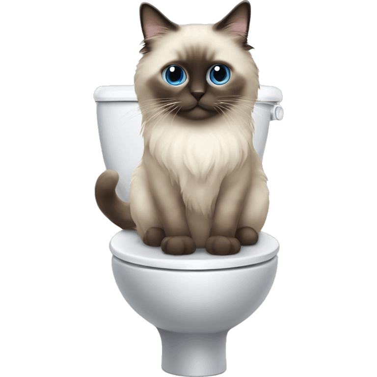 Ragdoll cat sitting on a toilet  emoji