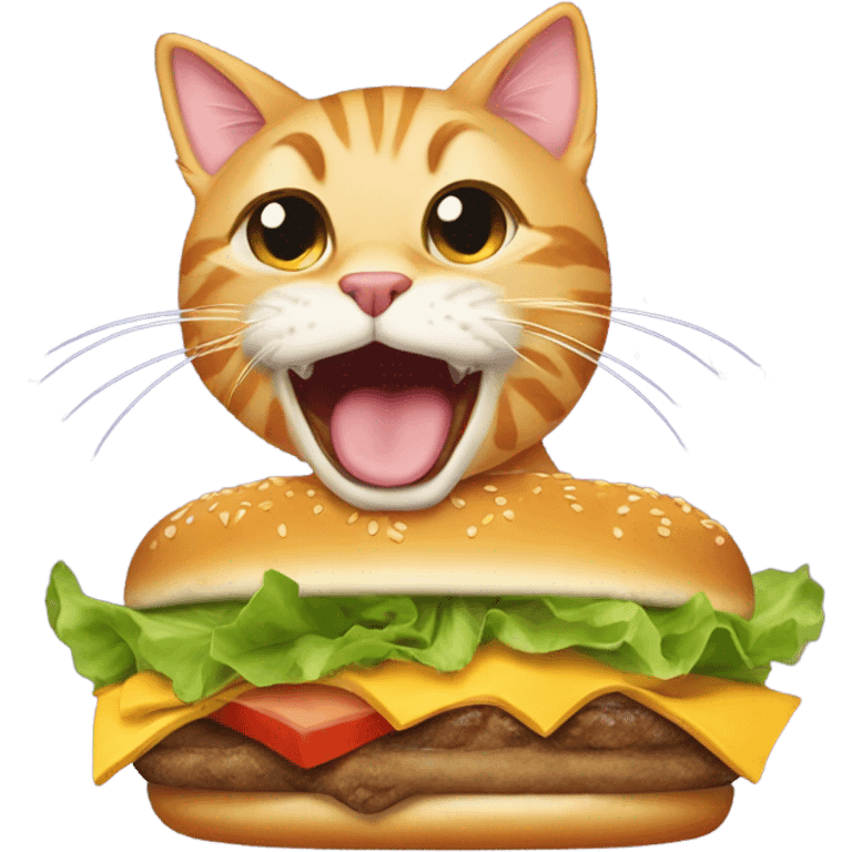 Cat eating burger emoji