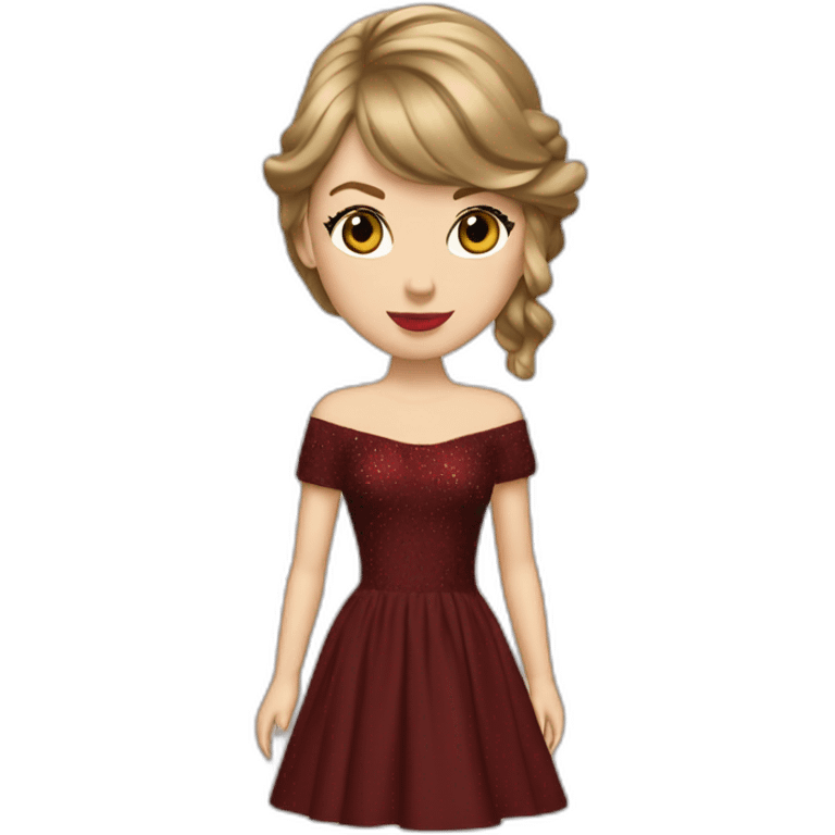 Taylor Swift, marron dress withe a piano emoji