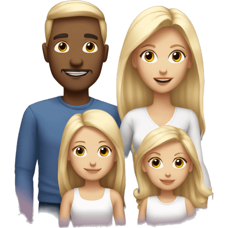 all white family of four with mom dad and 2 girls with blonde hair  emoji