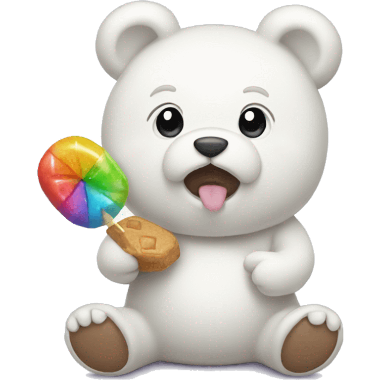 White teddy eat candy emoji