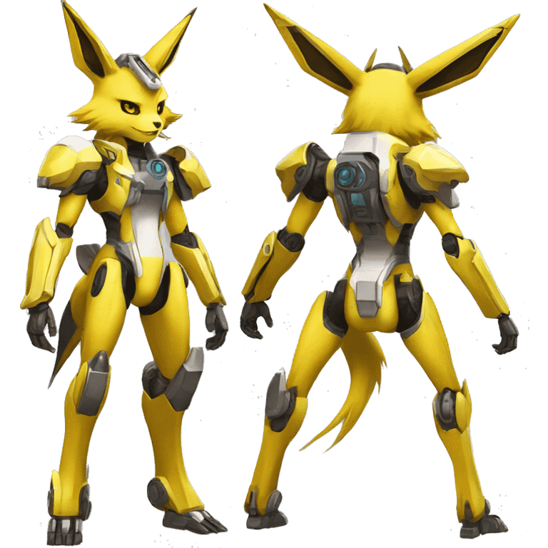 Futuristic mechanical Renamon-Jolteon-Eevee-mecha full body emoji