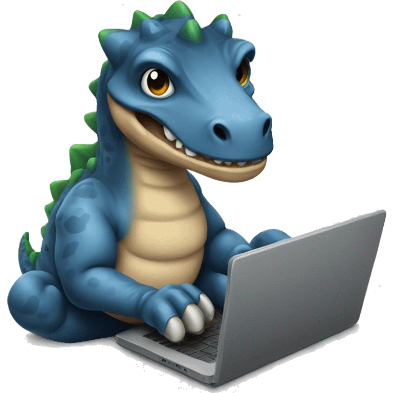 dinasour with laptop emoji