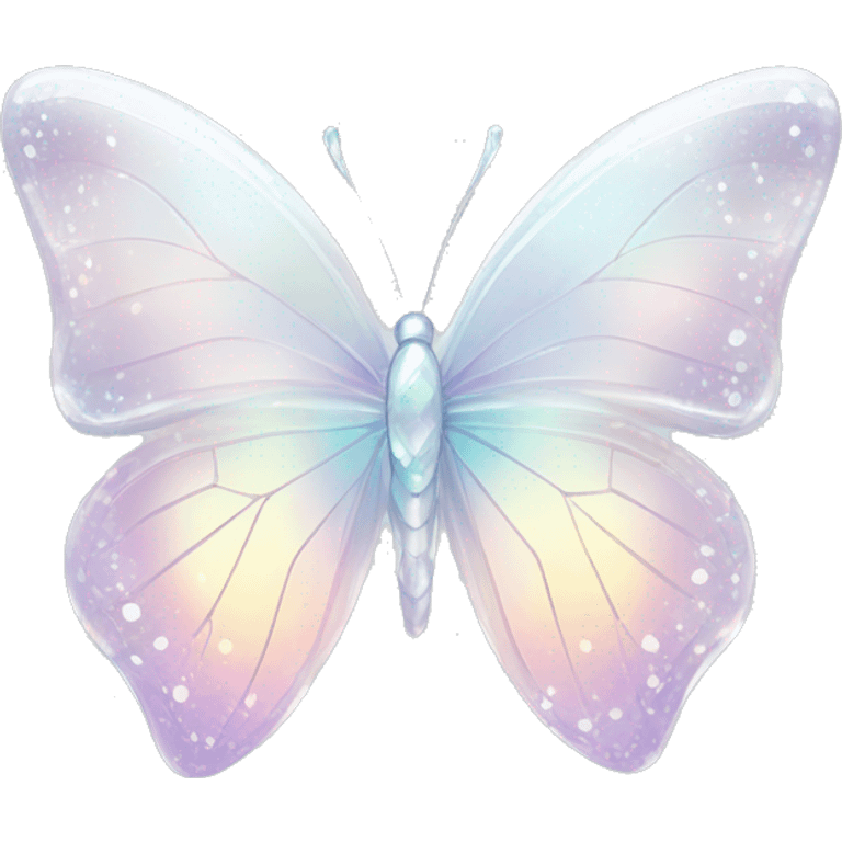 Sparkly glossy Pastel white iridescent glass crystal butterfly emoji