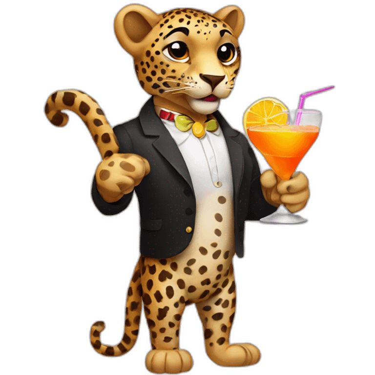 leopard holding coctail emoji