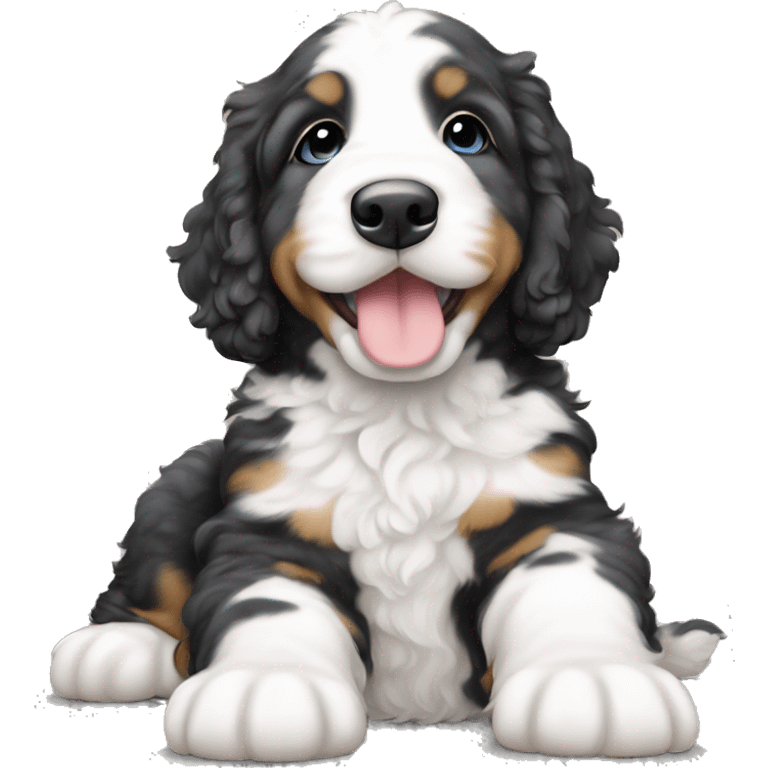 White with grey spots bernedoodle puppy emoji