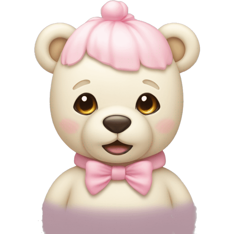 Cream colored teddy bear with pastel pink on top of head emoji